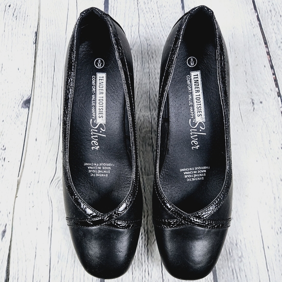 TENDER TOOTSIES | Silver slipon wedge heel comfort shoes - Picture 4 of 11